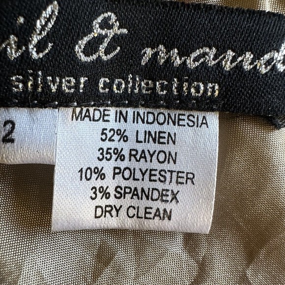 Basil & Maude Skirt Sz 2 Beaded Embroidered A-Line Beige Silver Collection Women - Picture 15 of 15